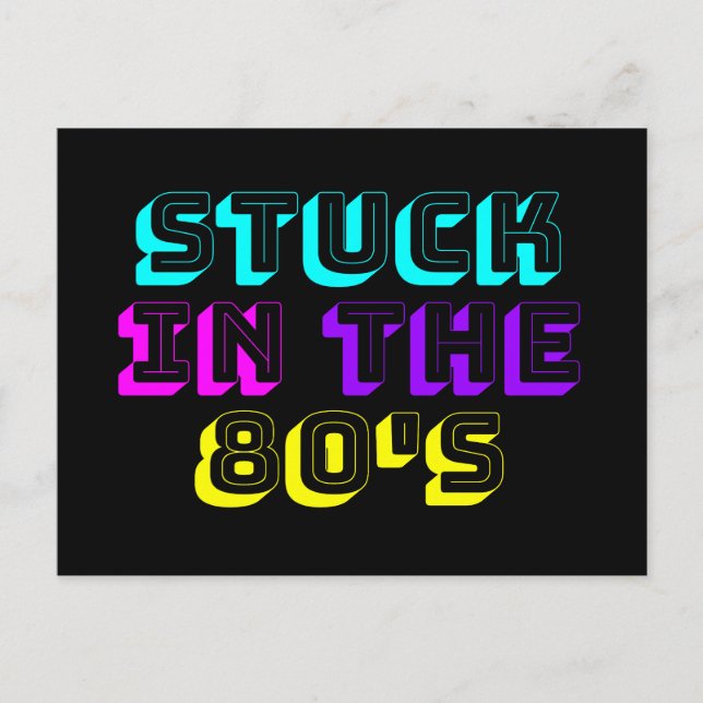 Stuck In The 80's Retro Neon Postcard (Front)