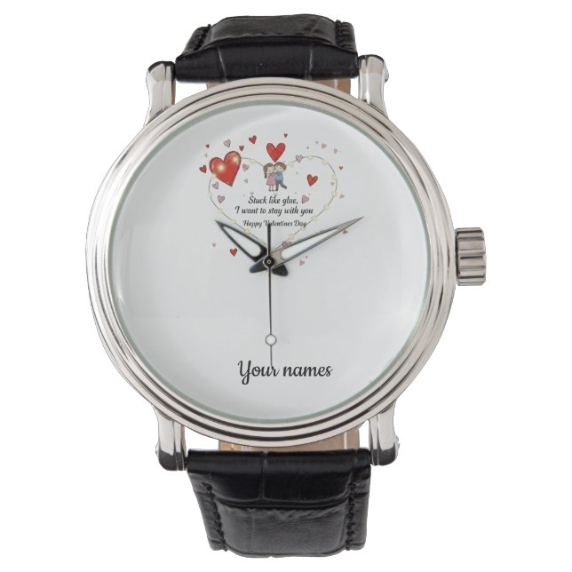Stuck like glue romantic couple valentine watch (Front)