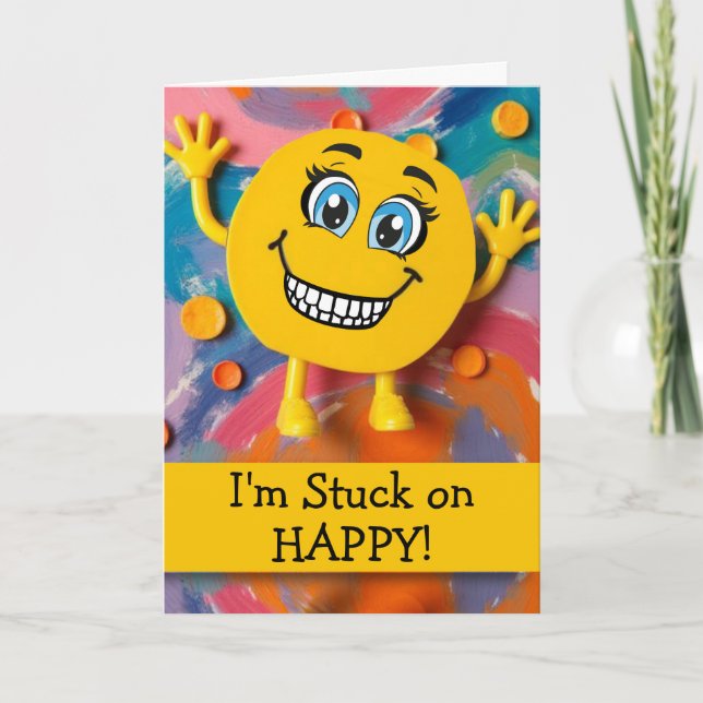 Stuck on Happy Congratulations Smiling Face Card (Front)