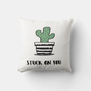 Stuck On You Cactus Illustration Artistic Design  Cushion