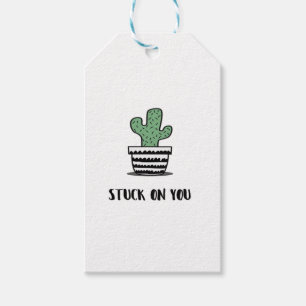 Stuck On You Cactus Illustration Artistic Design  Gift Tags
