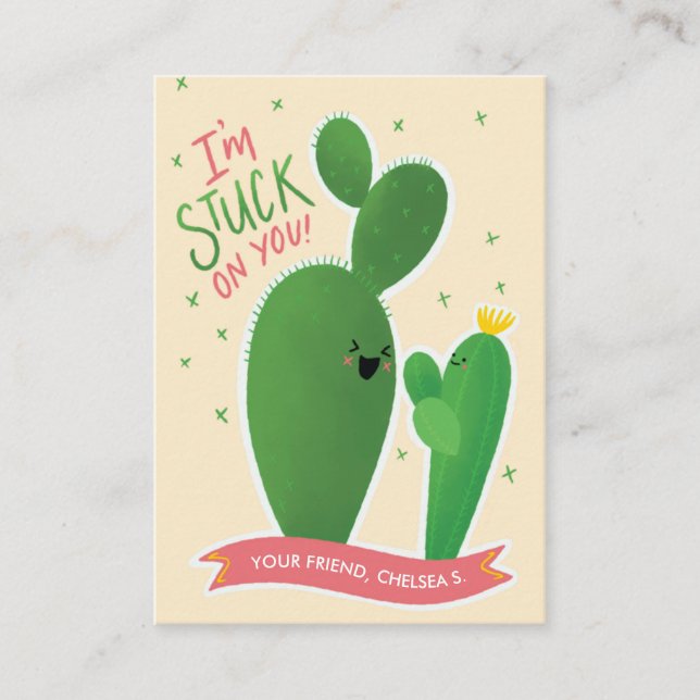 Stuck on You Classroom Valentine Enclosure Card (Front)