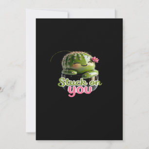 Stuck On You Cute Cactus Pun Kawaii Valentines Lov Holiday Card