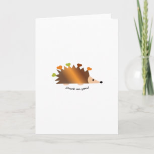 Stuck On You Hedgehog And Hearts Cute Design  Card