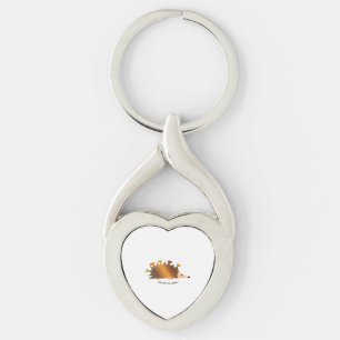 Stuck On You Hedgehog And Hearts Cute Design  Key Ring