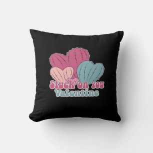 Stuck On You Valentine Funny Cactus Cute Design  Cushion