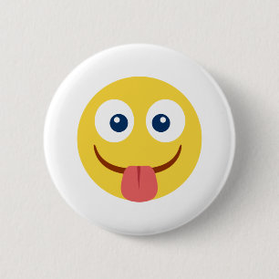 Stuck Out Tongue Emoji 6 Cm Round Badge