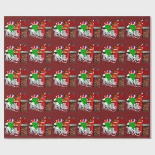 Stuck Santa Red Wrapping Paper