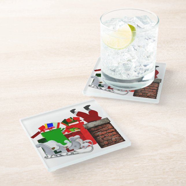 Stuck Santa White Coaster (Angled)