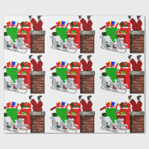 Stuck Santa White Wrapping Paper