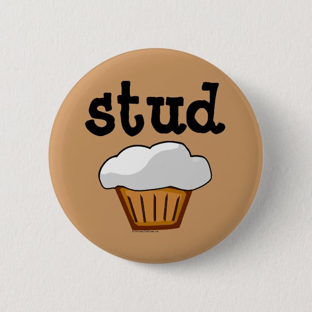 Stud Muffin, Cute Funny Baked Good 6 Cm Round Badge (Front)