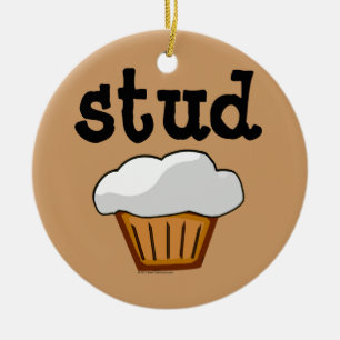 Stud Muffin, Cute Funny Baked Good Ceramic Tree Decoration