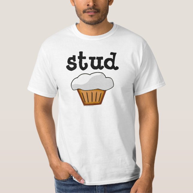 Stud Muffin, Cute Funny Baked Good T-Shirt (Front)