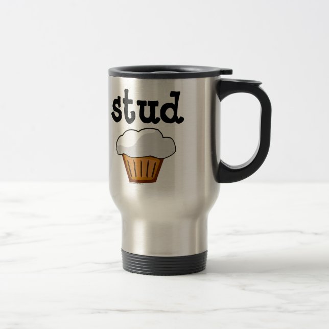 Stud Muffin, Cute Funny Baked Good Travel Mug (Right)