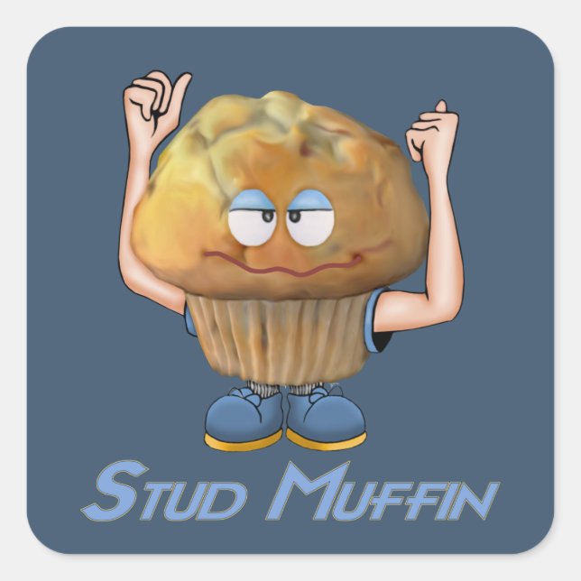 Stud Muffin Humour Square Sticker (Front)