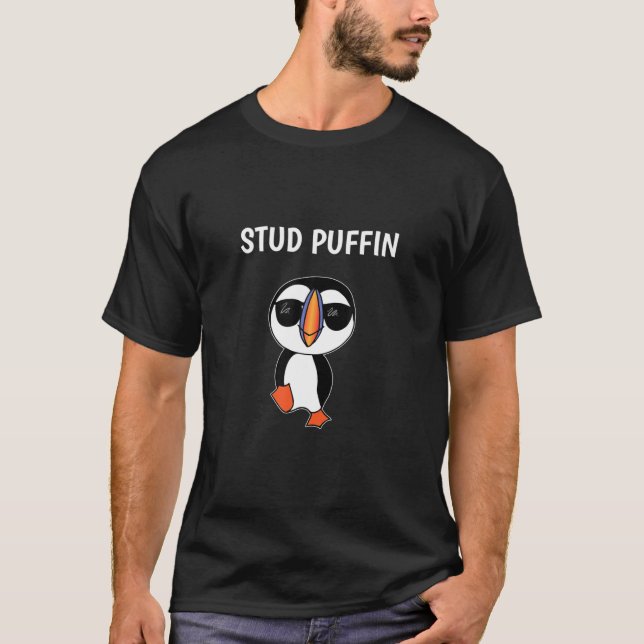 Stud Puffin - Funny Bird T-Shirt (Front)