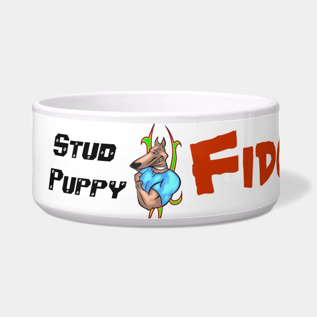 Stud Puppy Customised Dog Bowls (Front)