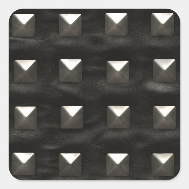 Studded Black Leather Square Sticker (Front)