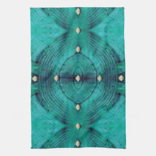 Studded Floor Pattern in Aqua Blues Tea Towel
