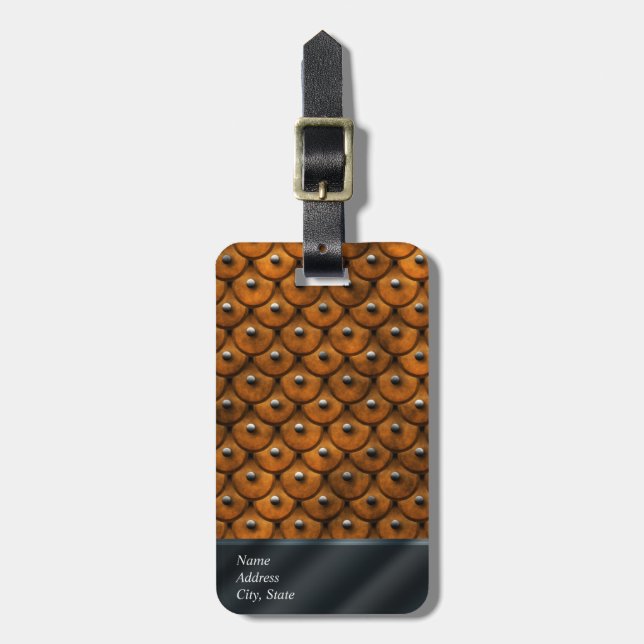 Studded Leather 1 Luggage Tag (Front Vertical)