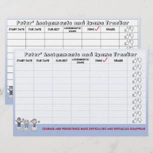 Student Assignments & Exams Tracker-Blue Stationery
