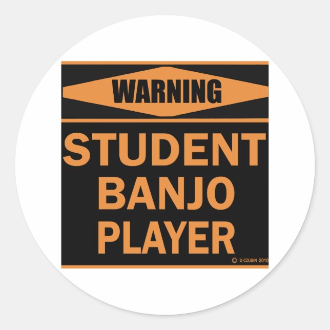 Student Banjo Player Classic Round Sticker (Front)