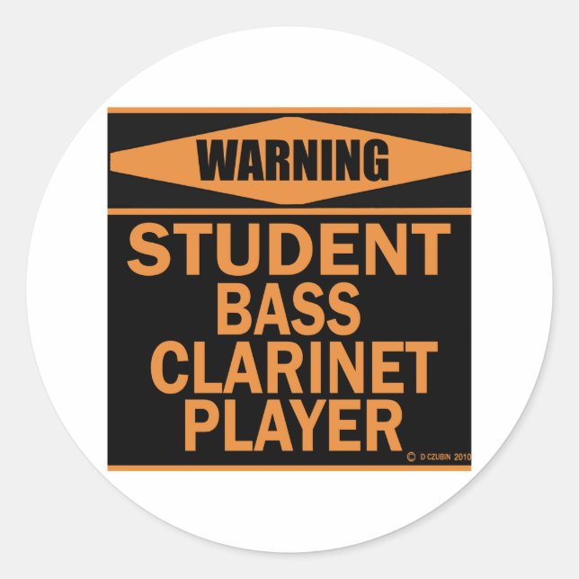 Student Bass Clarinet Player Classic Round Sticker (Front)