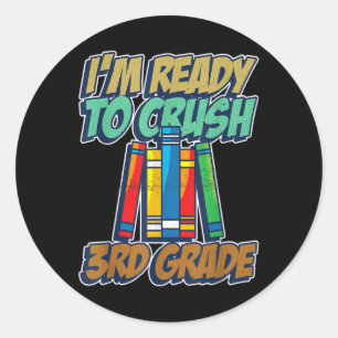 Student Boys Girls 3rd Grade School Books Back To Classic Round Sticker