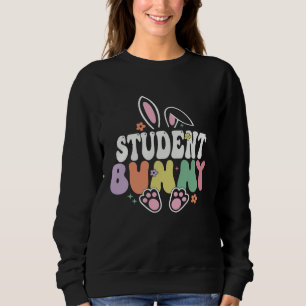 Student Bunny  Easter Day Rabbit Groovy Family Mat Sweatshirt