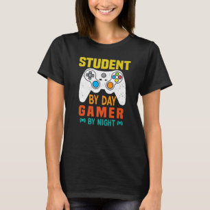 Student By Day Gamer By Night Meme For Gamers Prem T-Shirt