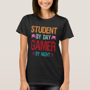 Student By Day Gamer By Night Meme For Gamers Retr T-Shirt