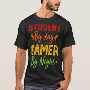 Student By Day Gamer By Night Vintage Gamer Meme T-Shirt