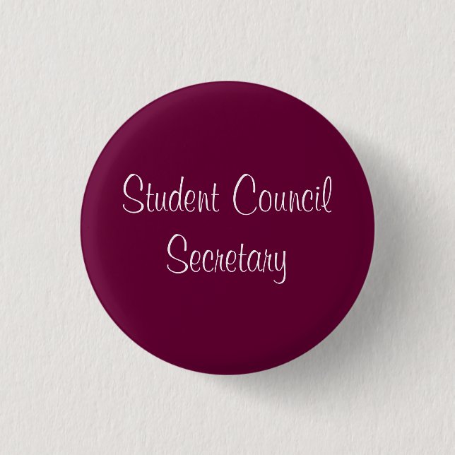 Student Council Secretary 3 Cm Round Badge (Front)