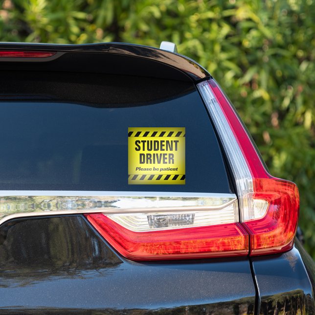 Student Driver Patient Warning Stripe Education (student driver window cling decal sticker )