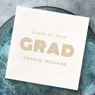 Student graduation Grad name class of year Foil Napkins