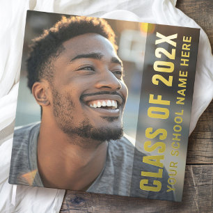 Student graduation modern dark overlay photo guest book