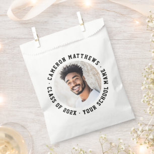 Student graduation photo modern white favour bags