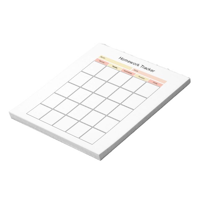 Student Homework Tracker Notepad (Rotated)
