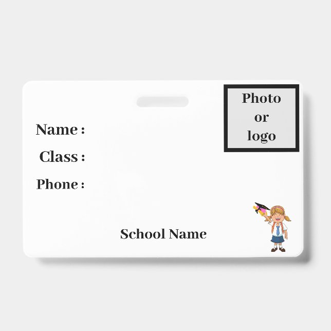 Student identity badge ID badge (Front)