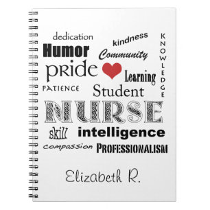 Student Nurse-Attributes+Heart/Personalise Name Spiral Notebook