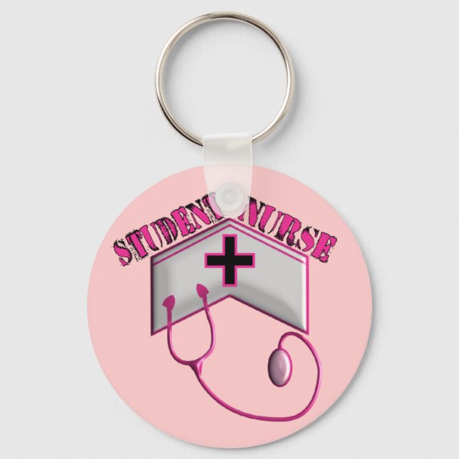 Student Nurse EMBOSSED Cap and Stethoscope Key Ring (Front)