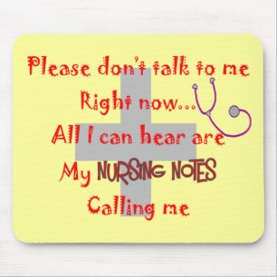 Student Nurse "Nursing Notes" Funny T-shirt Mouse Pad