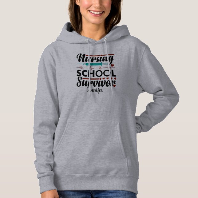 Student Nurse Personalised  Grey Hoodie (Front)