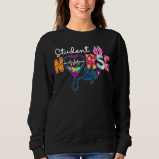 Student Nurse Plaid Egg Bunny Love Stethoscope Rn  Sweatshirt