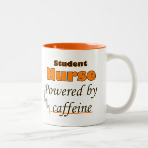 Student Nurse Powered by caffeine Two-Tone Coffee Mug