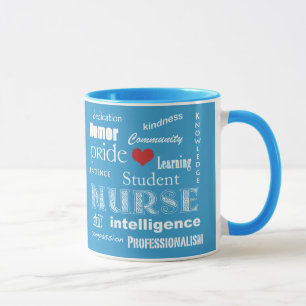Student Nurse Pride-Attributes+Heart/Aqua Blue Mug