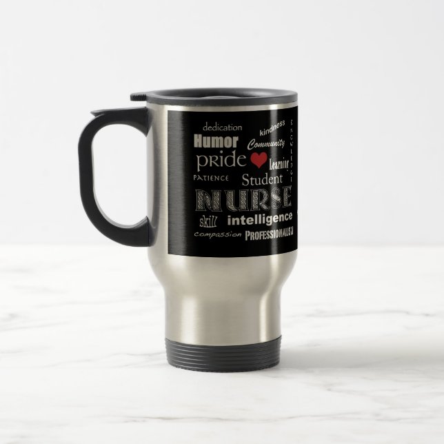 Student Nurse Pride-Attributes with Red Heart Travel Mug (Left)