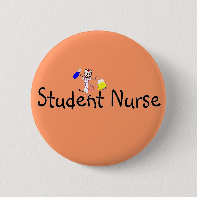 Student Nurse Stick Person 6 Cm Round Badge (Front)