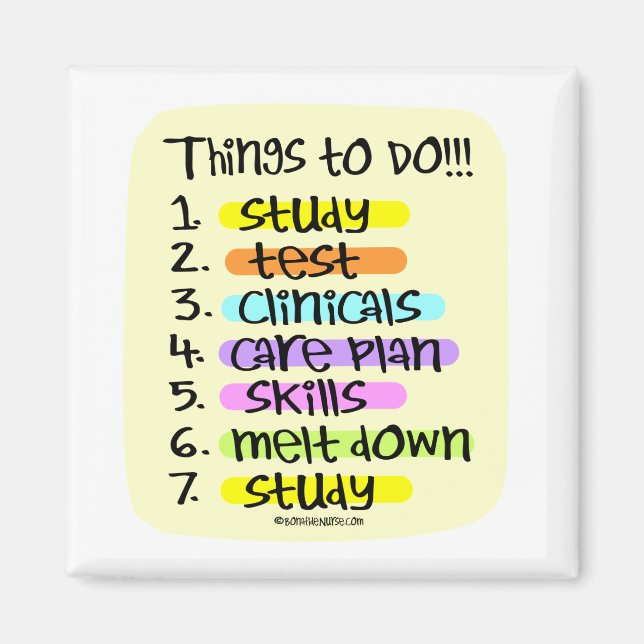 Student Nurse To Do List Magnet (Front)