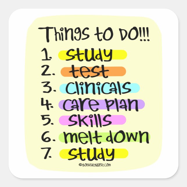 Student Nurse To Do List Square Sticker (Front)